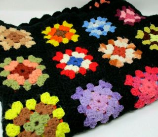 Vintage Crochet Granny Square Afghan 41x60