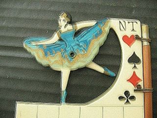 Vtg Art Deco Flapper Dancer Celluloid Bridge Trump Indicator Marker Tally Card