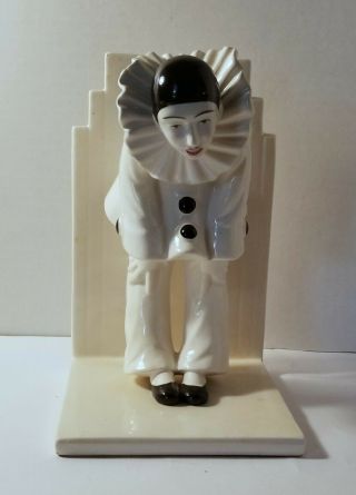 Vintage Art Deco Mime Pierrot Clown Porcelain Bookend Taste Setter Japan Ballet