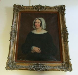 Large Antique Masterful Estate Portrait Painting 19th Century Female Woman