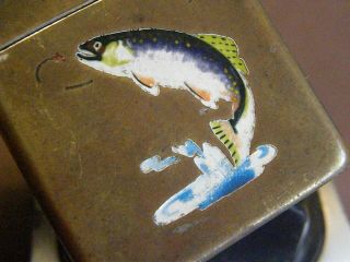 Vintage Zippo Lighter Pat.  2032695,  Trout,  Town & Country - 100 Paint All Orig