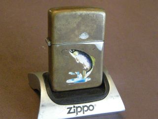 Vintage Zippo Lighter Pat.  2032695,  TROUT,  TOWN & COUNTRY - 100 Paint ALL ORIG 2