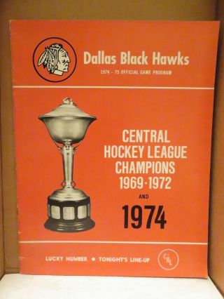 Dallas Black Hawks Vs.  Fort Worth Texans Hockey Program November 1974
