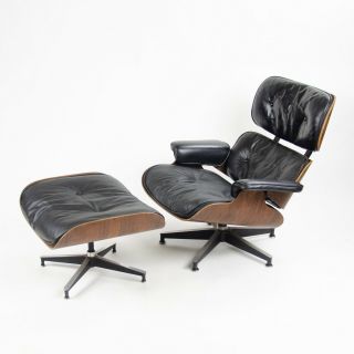 1960 ' s Herman Miller Eames Lounge Chair & Ottoman Rosewood 670 671 Black Leather 2