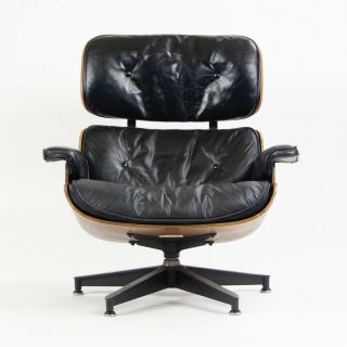 1960 ' s Herman Miller Eames Lounge Chair & Ottoman Rosewood 670 671 Black Leather 3