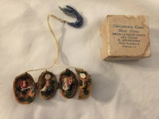 Vintage Walnut Shell Diorama Miniature Figurines Mexican Collectible Folk Art