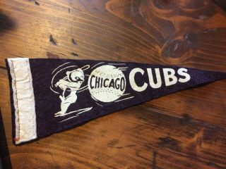 1940s - 50s Chicago Cubs Illinois Baseball Mini Pennant Flag Wrigley Field