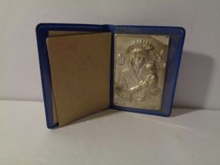 Vintage Mary Our Lady Of Perpetual Help Medal Prayer & Pouch Made In Italy