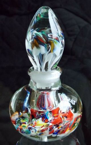 Vintage Joe St.  Clair Art Glass Perfume Bottle Resembles Millefiori