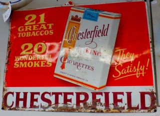 Vintage Metal Sign " Chesterfield Cigarettes "
