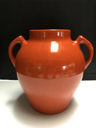 Vintage Pfaltzgraff York Pa 2 Handled Orange Art Pottery Large Vase