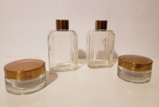 Vintage Glass Travel Toiletry Containers Set Of 4 - Perfume Lotion Eco Friendly