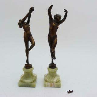 Art Deco Bronze Statues Of Nude Dancers Ini The Manner Of Joseph Lorenzl