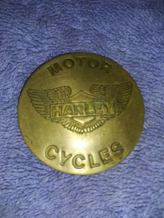 Vintage Harley Davidson Motor Cycles Badge Pin Brass Bronze Wings Hog Motorcyle