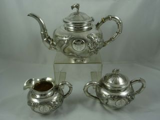, Chinese Export Solid Silver Tea Set,  C1900,  1159gm