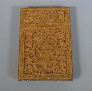 Fine Antique Anglo Indian Mysore Carved Sandalwood Card Case