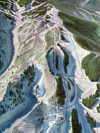 Aspen Vintage Ski Poster - Rare / Hal Shelton Ski Trail Map 60s 3
