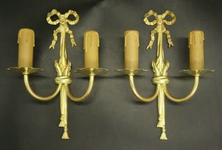 Sconces Knot Decor,  Louis Xvi Style Early 1900 - Bronze - French Antique