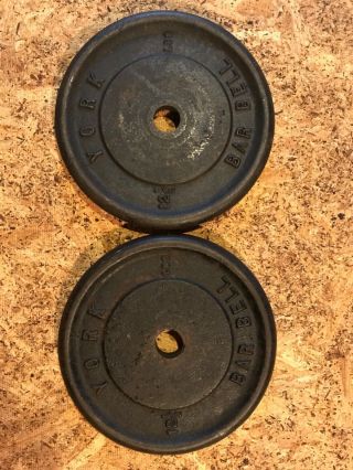 2 X 12 1/2 Lb Vintage York Bar Bell Weight Plates - Wide Letters