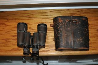 VINTAGE CARL ZEISS JENA BINOCULARS 7X50 WITH LEATHER CASE GERMANY ANTIQUE VINT. 2