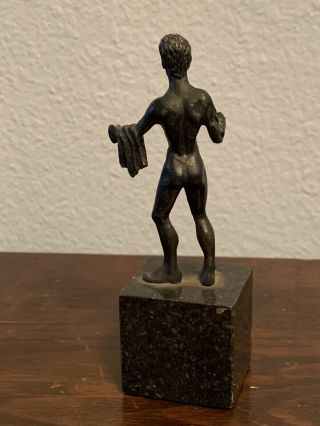 VTG Antique Grand Tour Bronze Nude Male Hercules Statue 3