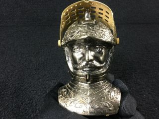 Vintage Knight Metal Medieval Armored Helmet Table Lighter Japan 1950 