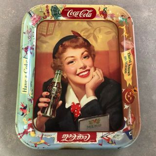 Antique Vintage 1953 Coke Coca Cola Tray Thirst Knows No Season Menu Girl