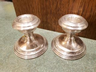 Pair Vintage Ns Cu.  Sterling Silver Weighted Candle Candlestick Holders P79