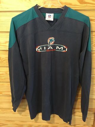 Vintage Miami Dolphins Blue Long Sleeve Shirt Xl 90s Nfl