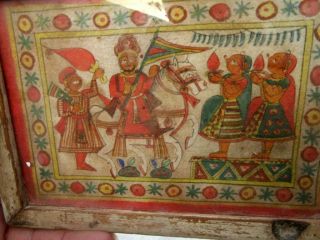 Vintage Old Water Color Hand Painted On Cloth Hindu God Baba Ramdav Painting 3