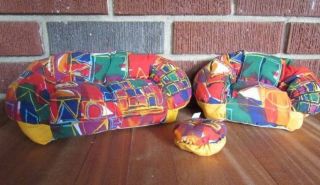 Vintage Barbie Doll Fabric Furniture Stuffed Couch Loveseat Ottoman Red Yellow