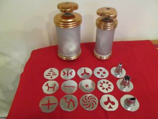 2 Vtg Mirro Cookie Pastry Press With 12 Discs 3 Tips Spritz 2 Sizes For Baking