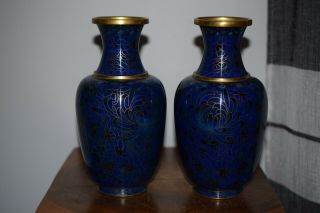 A Fine Chinese Blue Cloisonne Vases