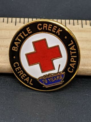 Vintage American Red Cross Pin Battle Creek Cereal Capital Michigan 75 Years