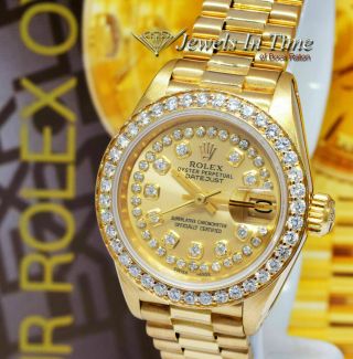 Rolex Datejust President 18k Yellow Gold & Diamond Dial/bezel Ladies Watch 69178