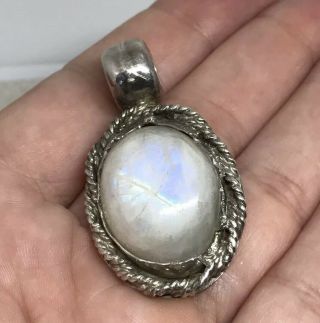 Vintage Taxco Mexico Sterling Silver Large Moonstone Cabochon Pendant