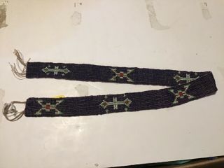 Old Antique Loom Blue Beaded Native American Plains Indian 24” Strip