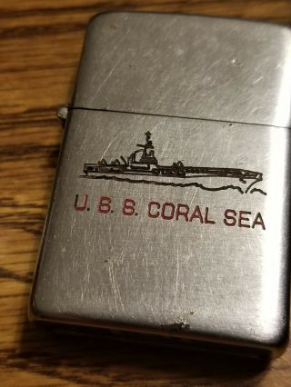 Vintage Zippo " Uss Coral Sea " Lighter.
