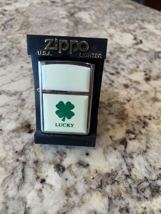 1999 Lucky Zippo Lighter Four Leaf Clover Rare