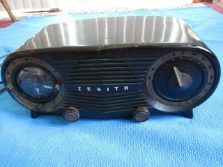 Vintage Antique Zenith Clock Tube Radio S - 18535 Owl Eyes 1950s