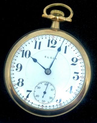 Elgin Father Time 21 Jewel Gold Filled Open Face Pocket Watch