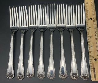Set Of 8 Vintage NS Co National Silver ADAM Silverplate Dinner Forks 1917 2