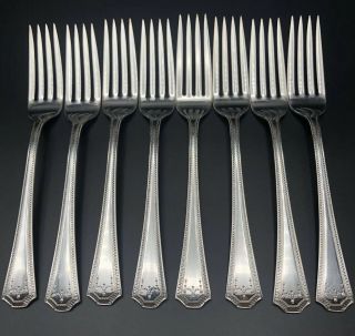 Set Of 8 Vintage NS Co National Silver ADAM Silverplate Dinner Forks 1917 3