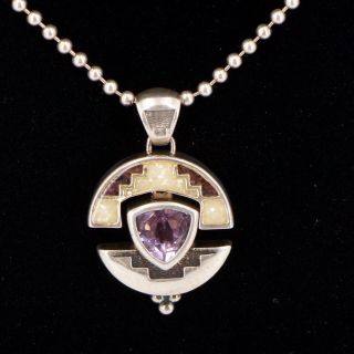 Vtg Sterling Silver - Carolyn Pollack Amethyst Pendant 18 " Chain Necklace 18.  5g