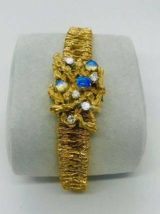 Vintage Swiss Solid 18 K Gold Daumier 17 Jewels Incabloc Watch With Diamonds