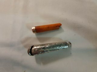 1888 Sterling Silver Cheroot Holder With An Amber Cheroot With 9 Ct Gold Rim