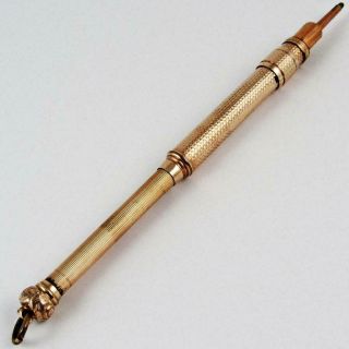 Antique Mabie Todd & Co.  3 Telescopic Gold Propelling Pencil Chatelaine Dip Pen