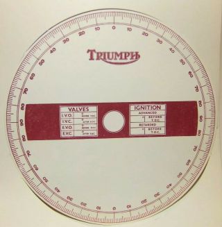 Vintage Triumph Motorcycle Paper Engine Timing Disk 1960 