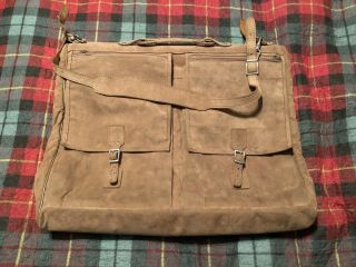 Vintage Quality Hartmann Suede Garment Bag,  Tan W/ 10 Travel Hangers