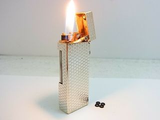 DUNHILL Rollagas Lighter d Mark Silver Gas leaks W/4p O - rings Auth Swiss (c 2